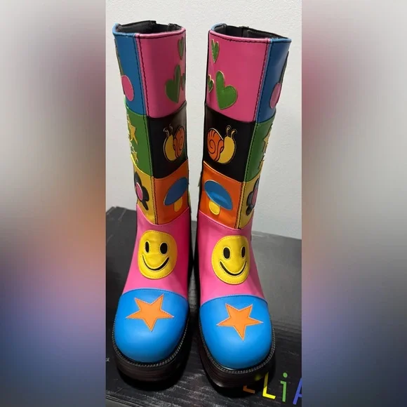 Dolls Kill Colorful Graphic Heeled Boots - Picture 7 of 11